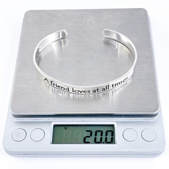 Vintage Sterling Silver 925 Proverbs 17:17 "A Friend Loves" Cuff Bracelet 7.5" - Picture 8 of 9